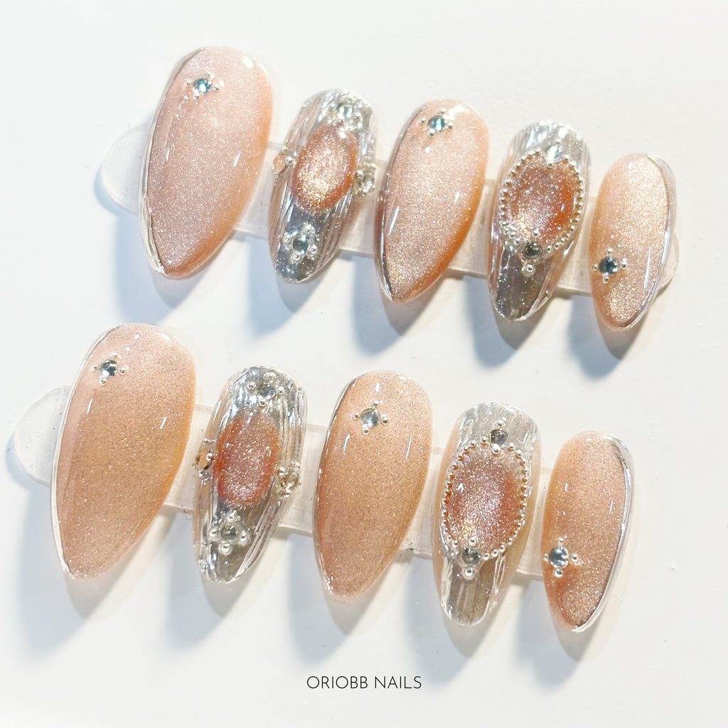 PEACH GLASS MEDIUM ALMOND